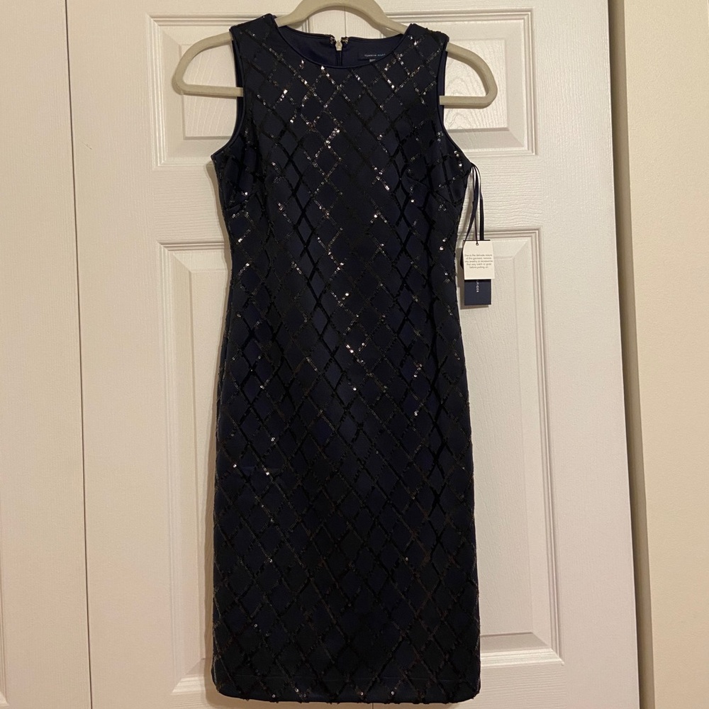 Tommy Hilfiger Navy blue sequin detail dress